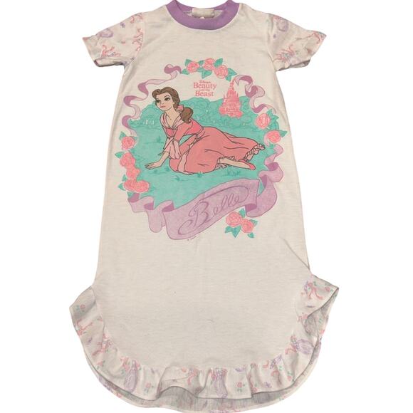 RARE Vintage 90s Disney Belle Beauty & The Beast Nightgown 4T Ruffle Hem - Picture 1 of 13